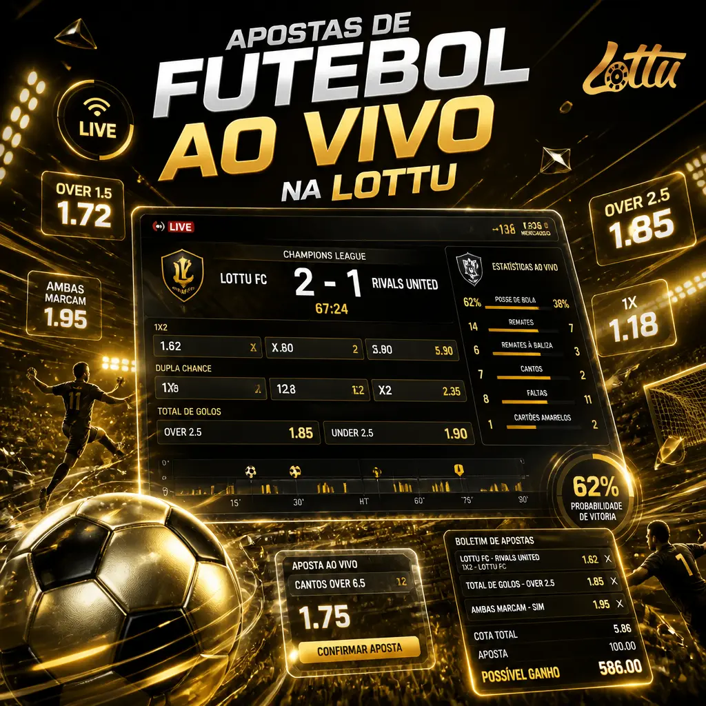 Apostas de futebol ao vivo na Lottu com odds atualizadas, placar, escanteios e cartões em tempo real durante a partida