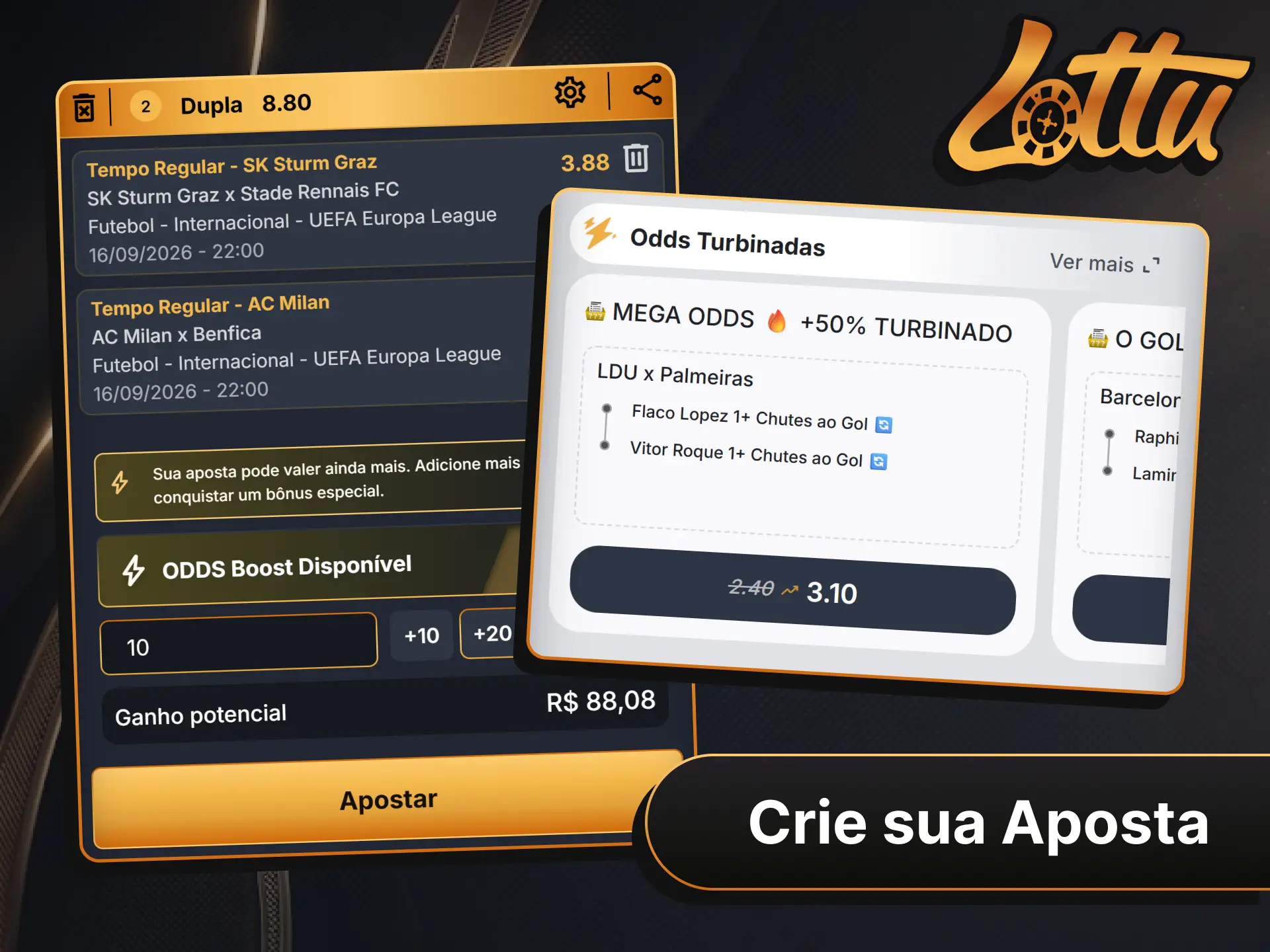 Aproveite as odds turbo para turbinar palpites no Lottu App.