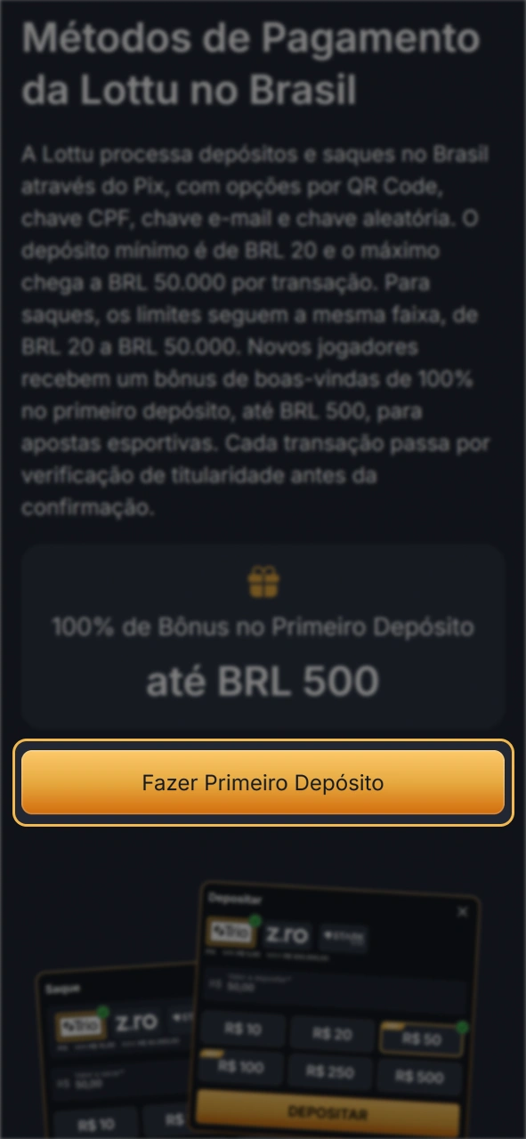 Abra sua conta da Lotto para depósito clicando neste botão.